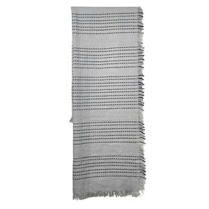 J Crew Acrylic Striped Scarf Shawl Fringe Gray Navy 61x56 Classic Flawed Read‎